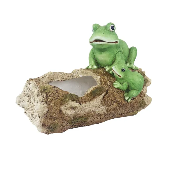 Dekorace pařez s žabáky k osázení X8056